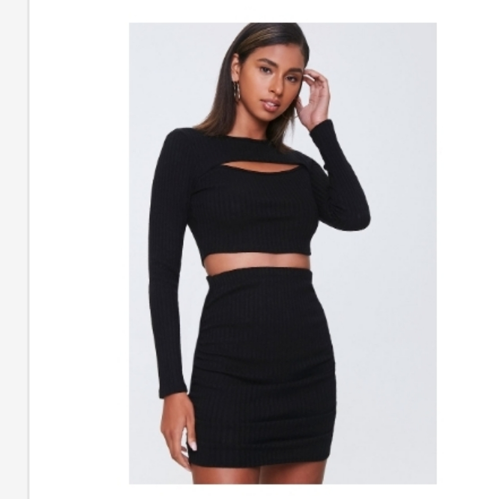 Forever 21 ribbed crop top and skirt set